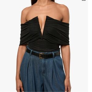 NWT RUCHED OFF SHOULDER bodysuit